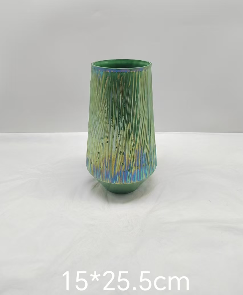 Green glass vase in primary color