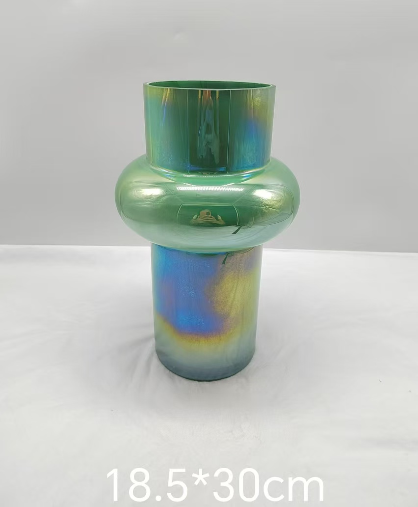 Green Big belly glass vase in primary color/UL