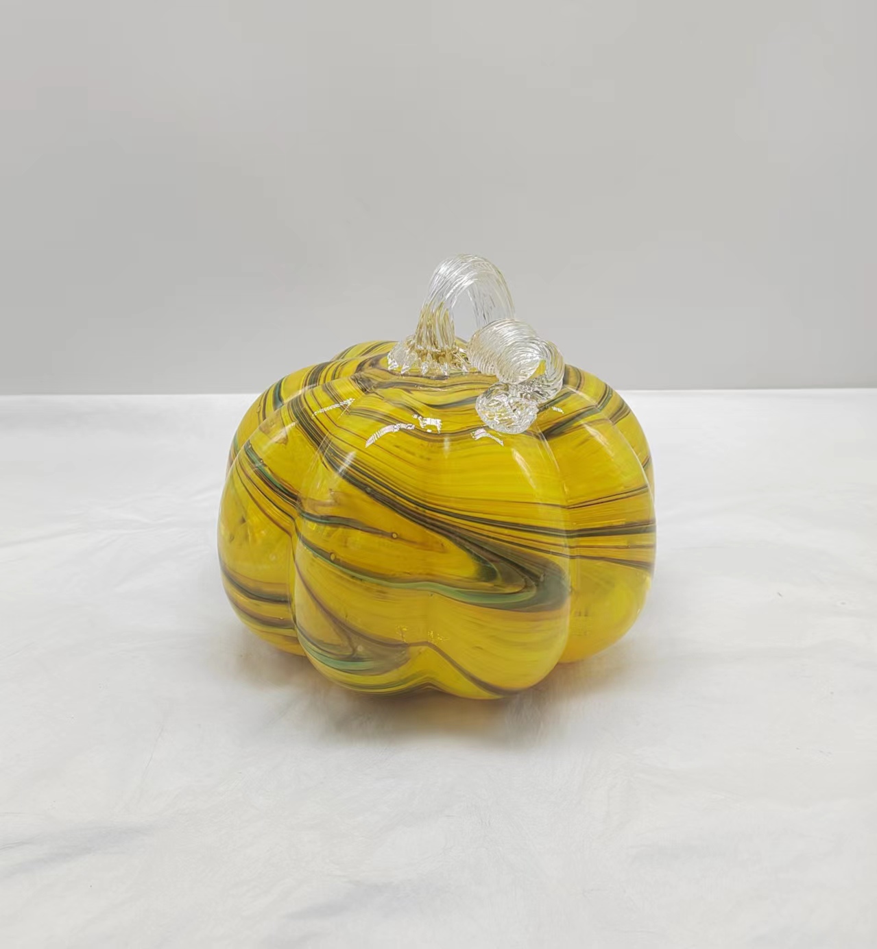 Glass  pumpkin for halloween in primary color made-hand