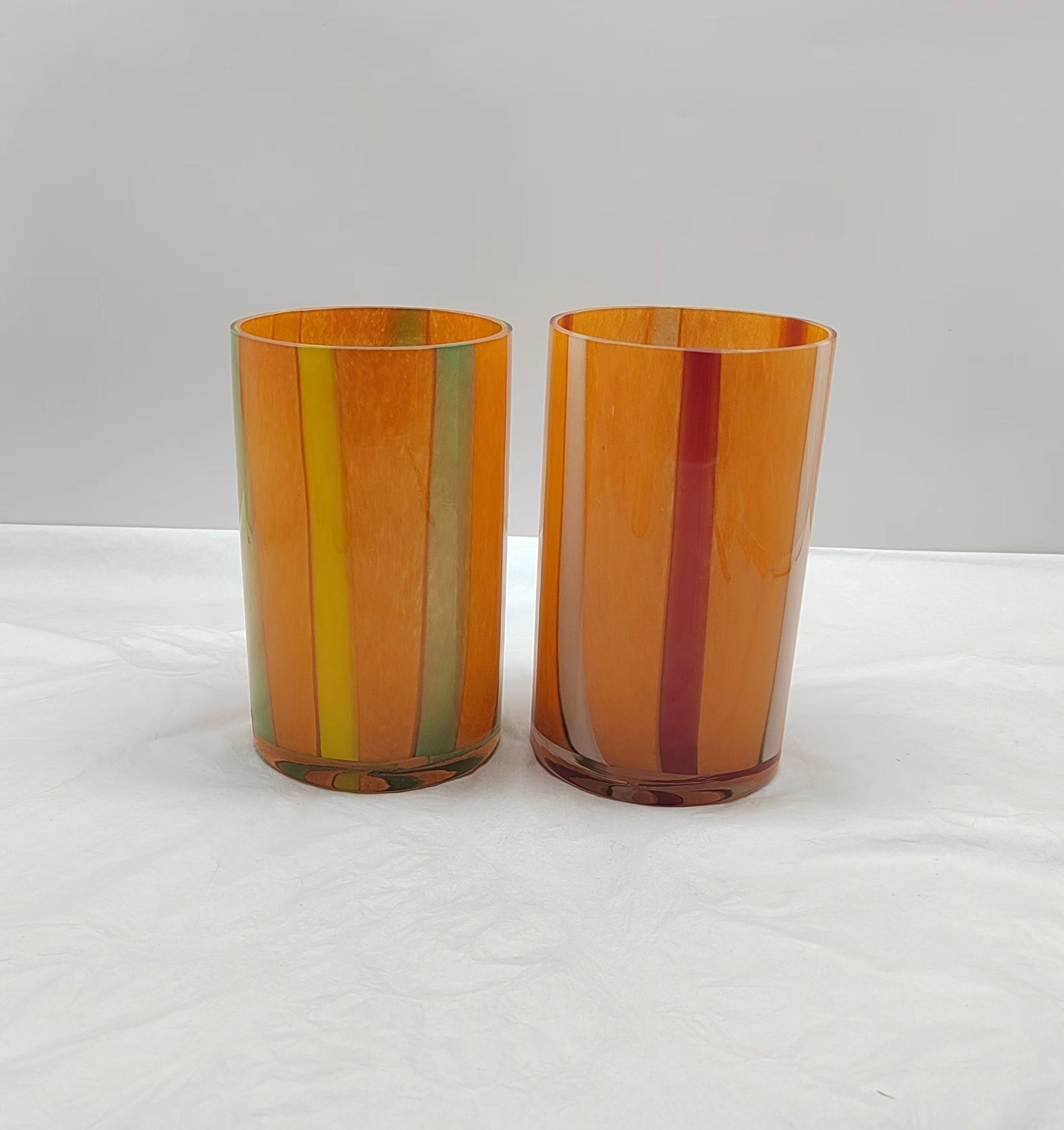 Glass vase in white primary color hand-made