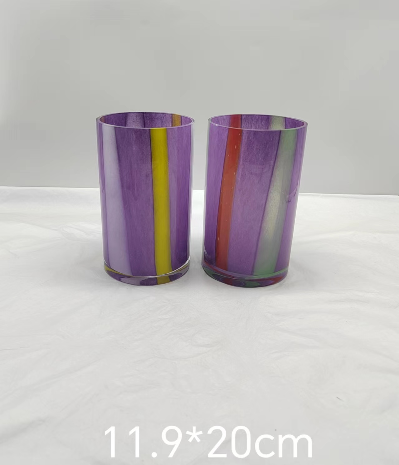 Glass vase in primary color hand-made