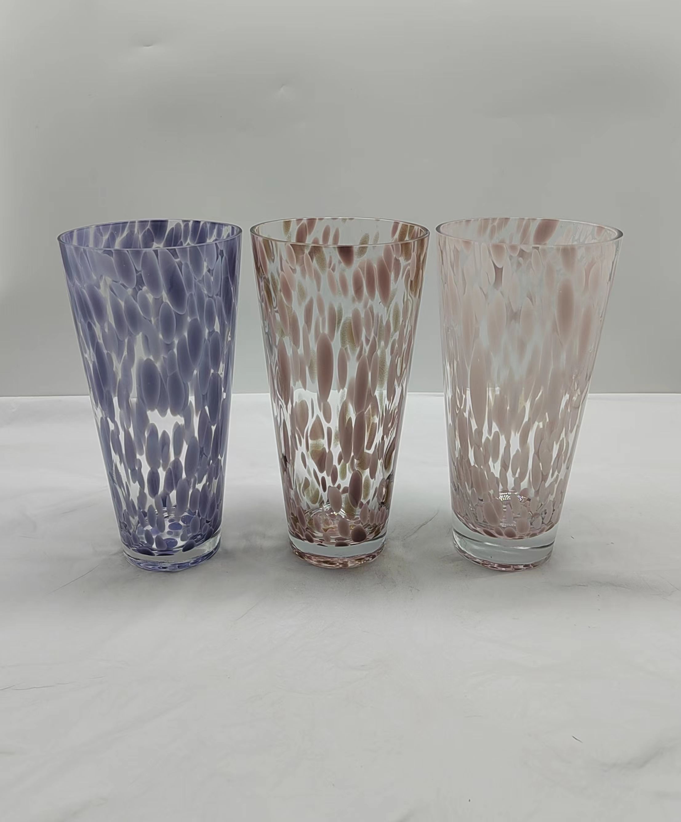 Glass vase in white primary color hand-made