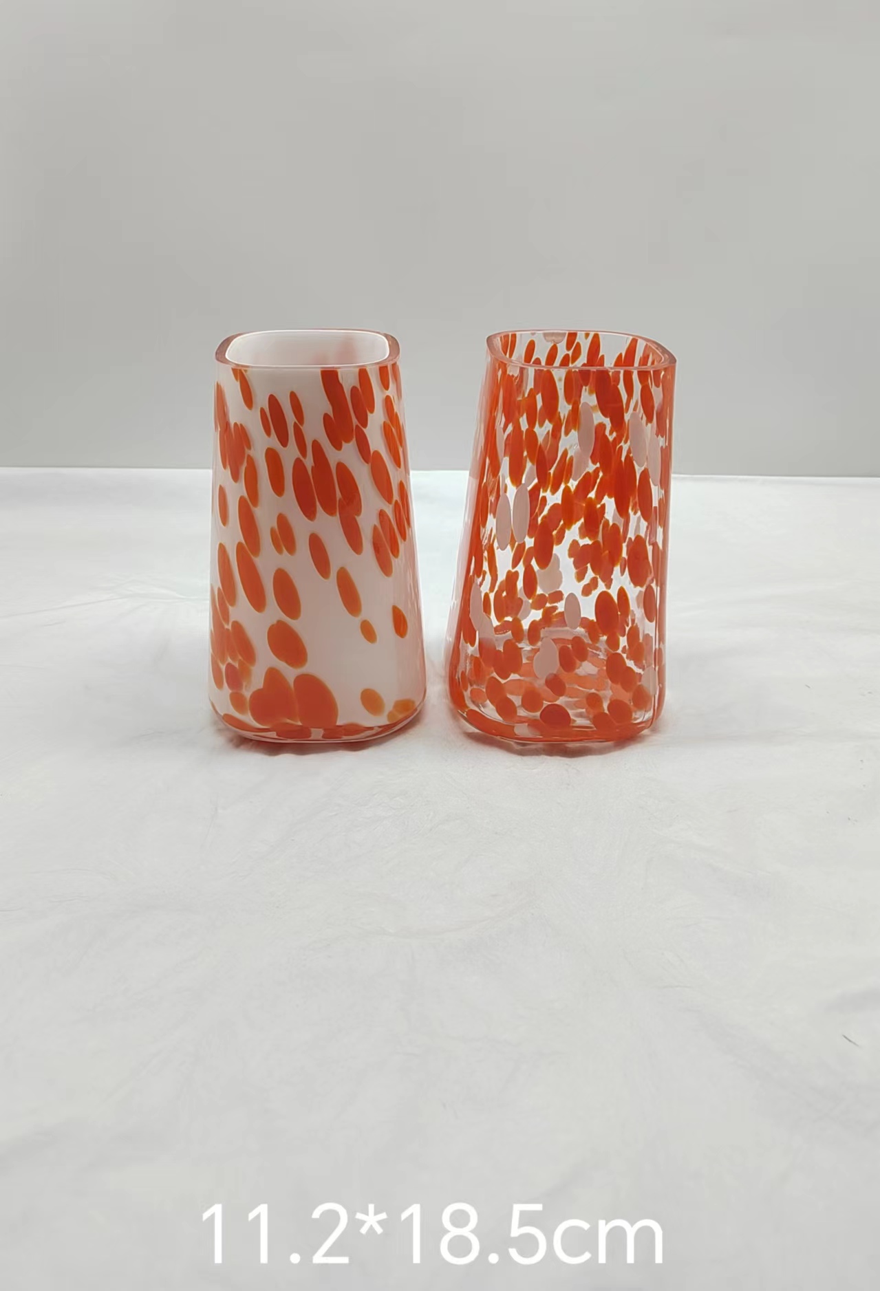 Glass vase in primary color hand-made
