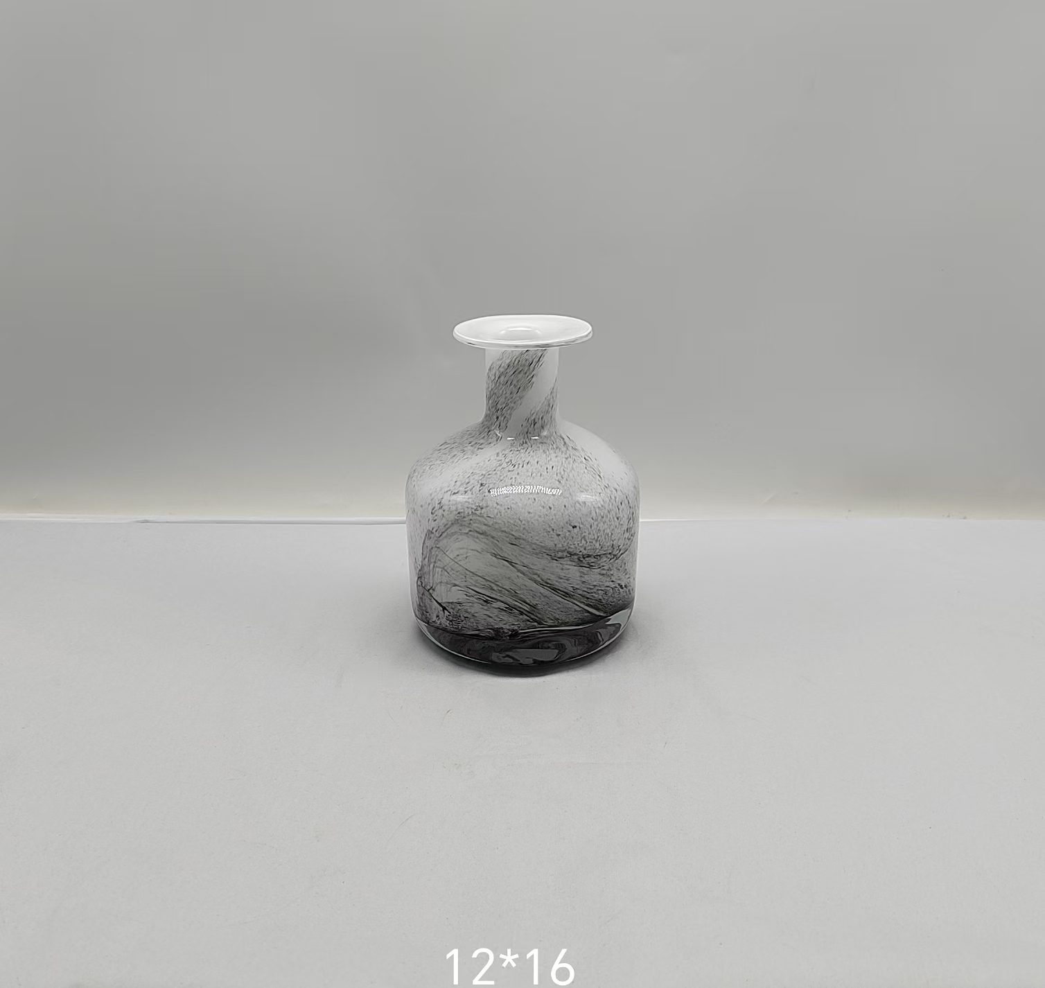 Glass vase in white primary color hand-made
